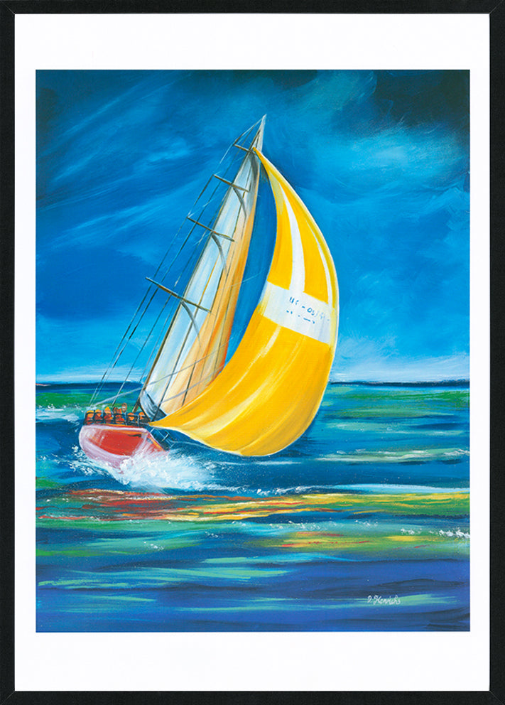 Detlev Henrichs DH006 Regatta 1 420x594mm in black frame Yachts sailing
