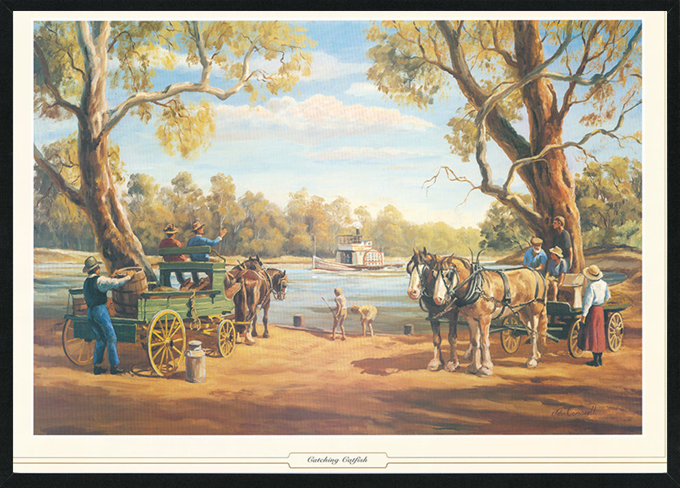 John Cornwell JCO331 Catching Catfish available in multiple size Black frame
