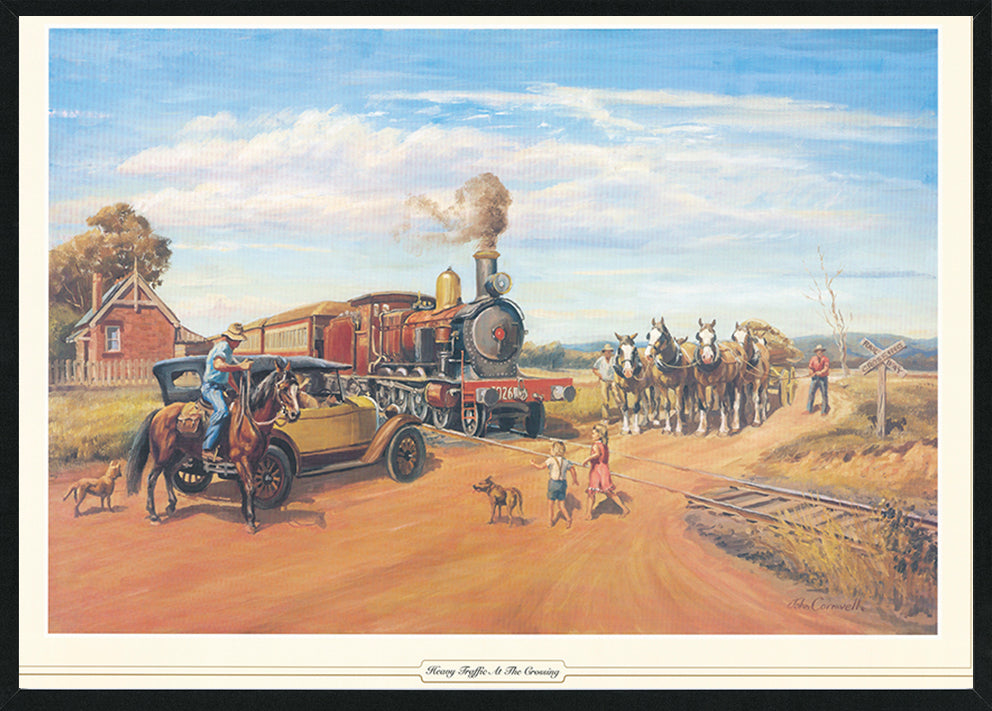 John Cornwell JCO335 Heavy Traffic at the Crossing available in multiple size Black frame