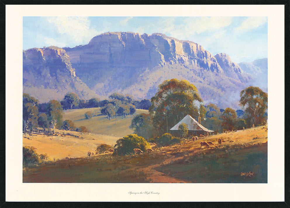 John Wilson JW Spring in the High Country A1 Black frame Australian outback scene
