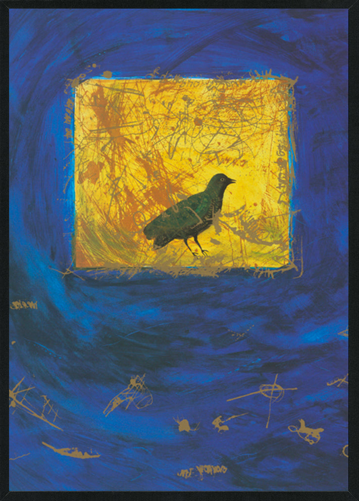 Megan Grinstead MG780 Bower Bird 2 420x594mm in black frame Abstract