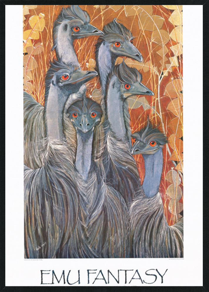 Priscilla Wright PW422 Emu Fantasy A1 594x840mm in black frame (Copy)