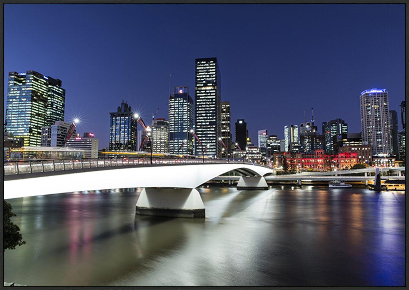 96192854 Brisbane City cityscape and Victoria bridge at twilight, view from Southbank old Victoria bridge copy - ArtFramed