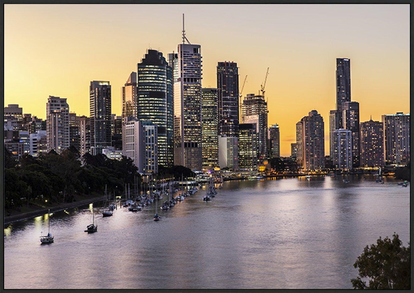 97584509 Brisbane City sunset riverside and harbour, from Kangaroo Point Cliffs copy - ArtFramed
