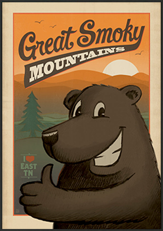 AL JOEAND 116282 VINTAGE ADVERTISING GREAT SMOKEY MOUNTIANS BEAR - ArtFramed