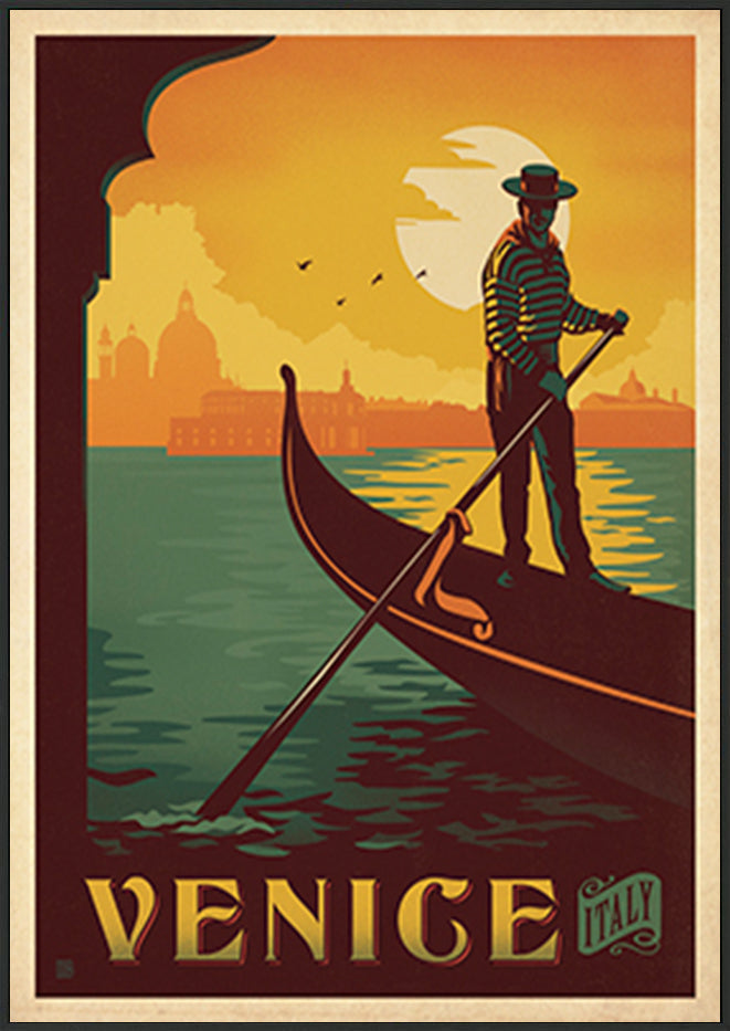 AL JOEAND 116789 VINTAGE ADVERTISING VENICE GRAND CANAL GONDOLA ITALY - ArtFramed