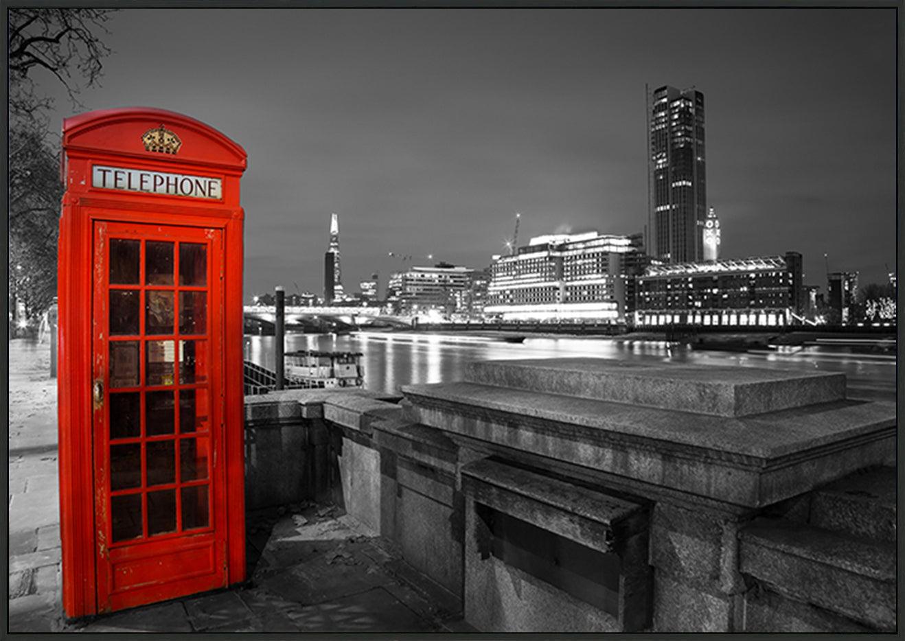 a09630037d ratio copy.66 Red Telephone Box by the Thames Night Scene - ArtFramed