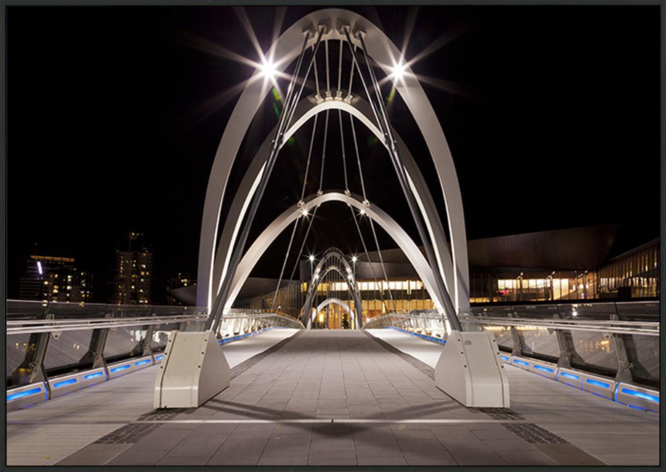 a34362754s Seafarers Footbridge in front of The Bridge south Wharf in Melbourne, Victoria, Australia copy - ArtFramed