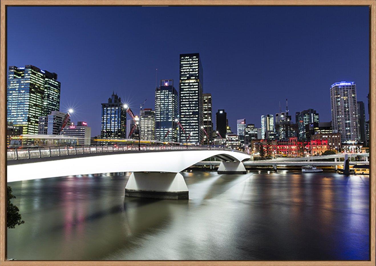 96192854 Brisbane City cityscape and Victoria bridge at twilight, view from Southbank old Victoria bridge copy - ArtFramed