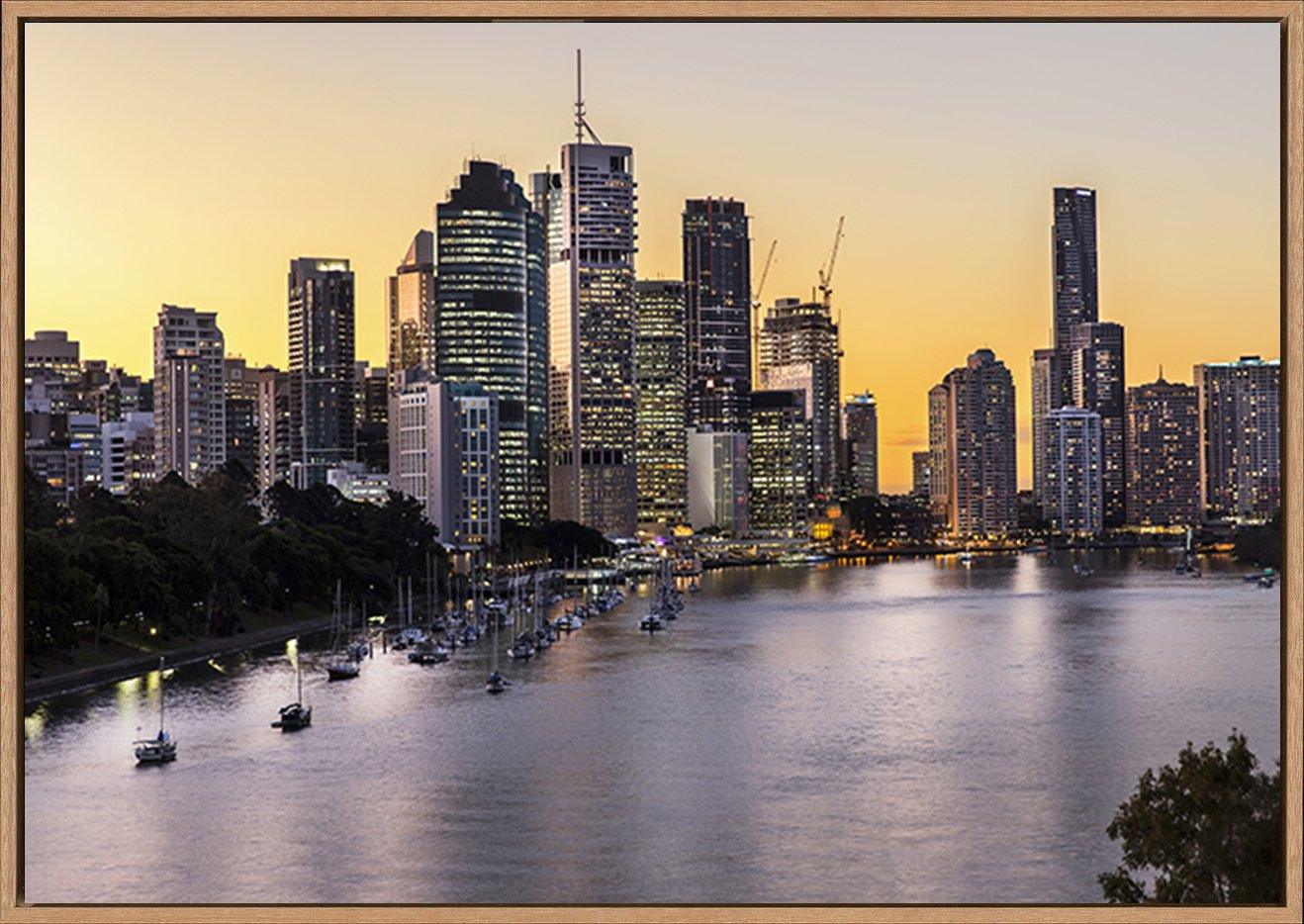 97584509 Brisbane City sunset riverside and harbour, from Kangaroo Point Cliffs copy - ArtFramed