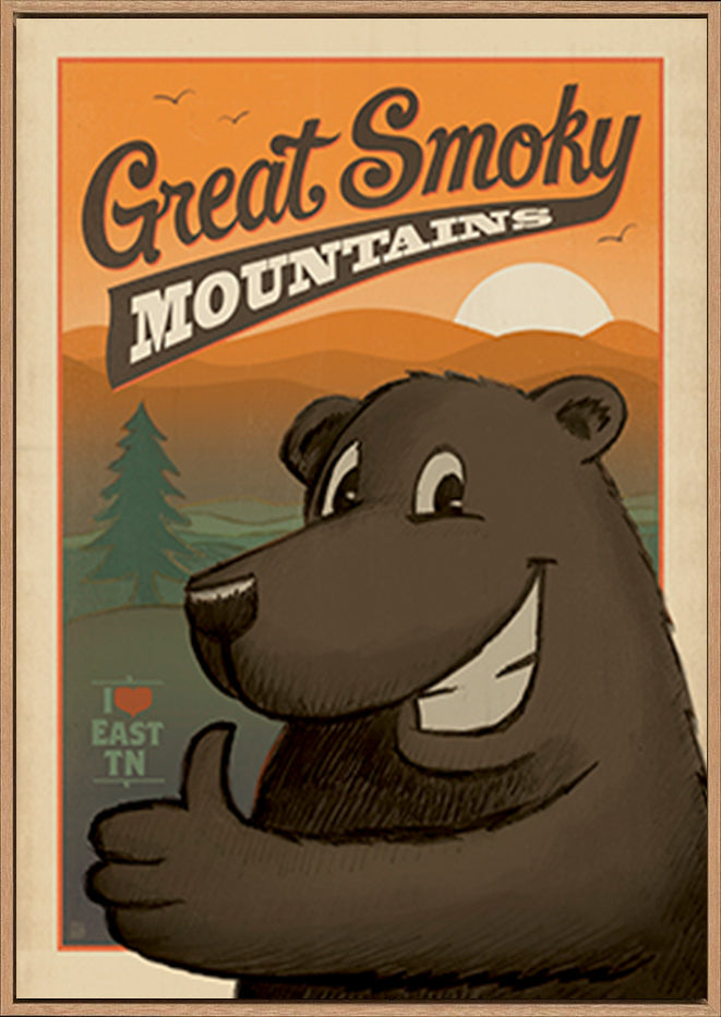 AL JOEAND 116282 VINTAGE ADVERTISING GREAT SMOKEY MOUNTIANS BEAR - ArtFramed
