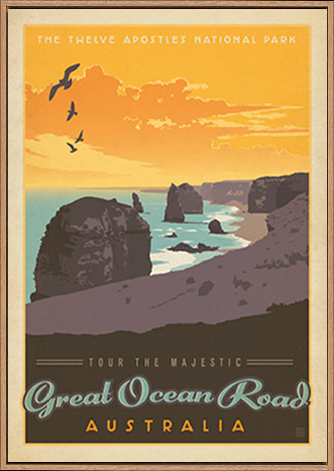 AL JOEAND 116752 VINTAGE ADVERTISING 12 APOSTLES GREAT OCEAN ROAD VICTORIA AUSTRALIA - ArtFramed