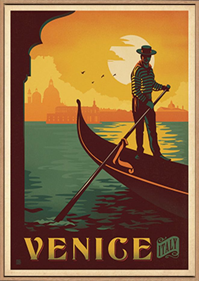 AL JOEAND 116789 VINTAGE ADVERTISING VENICE GRAND CANAL GONDOLA ITALY - ArtFramed
