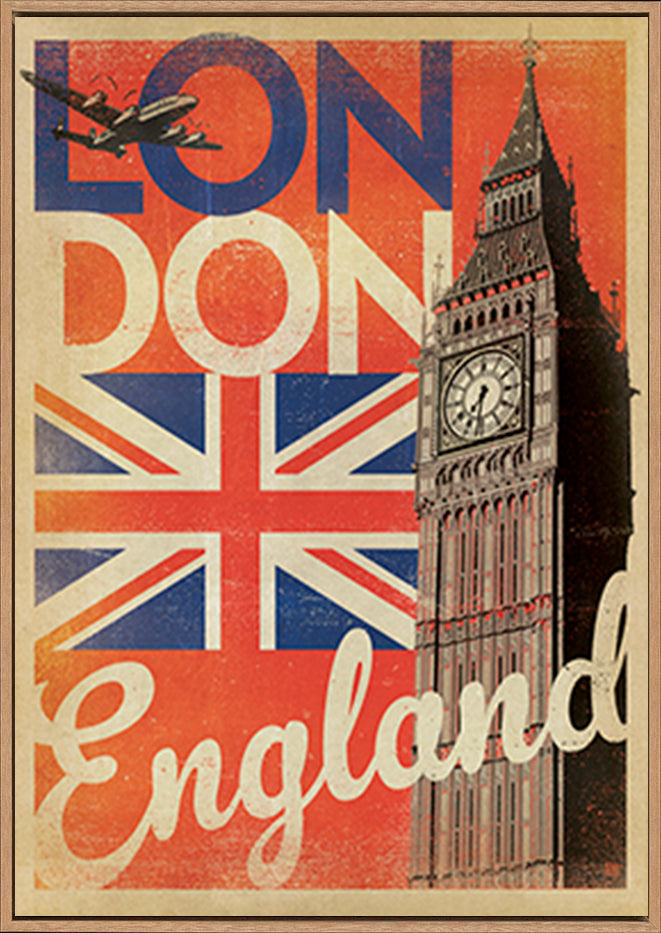 AL JOEAND 116790 VINTAGE ADVERTISING BIG BEN LONDON ENGLAND UNION JACK - ArtFramed