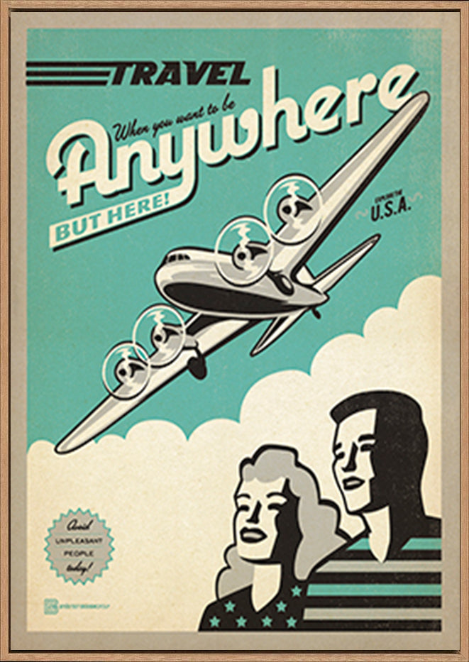 AL JOEAND 116842 VINTAGE ADVERTISING TRAVEL PLANE USA - ArtFramed