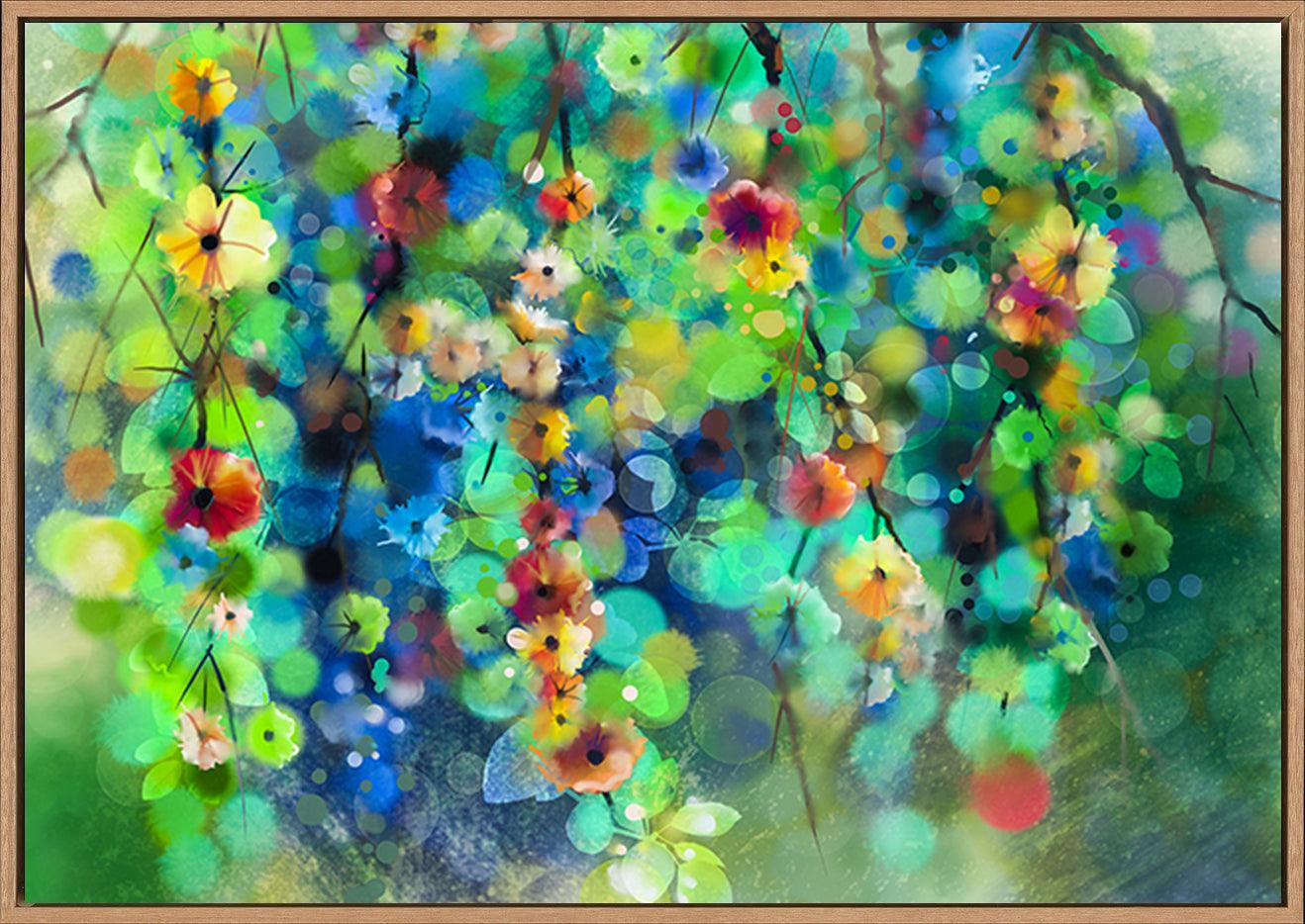 a02622268 Abstract Flowers and soft green leaves copy.Watercolor Painting - ArtFramed