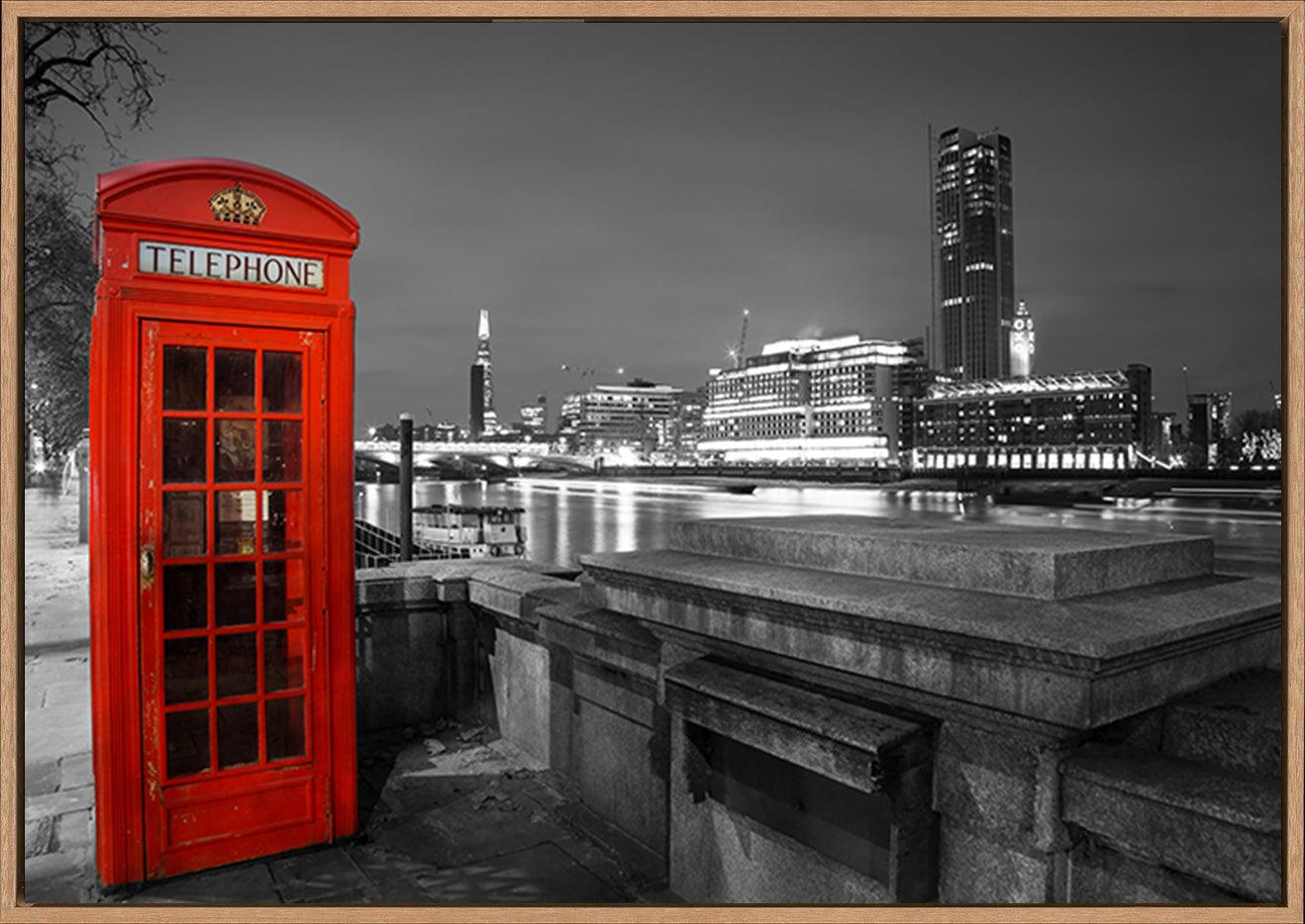 a09630037d ratio copy.66 Red Telephone Box by the Thames Night Scene - ArtFramed