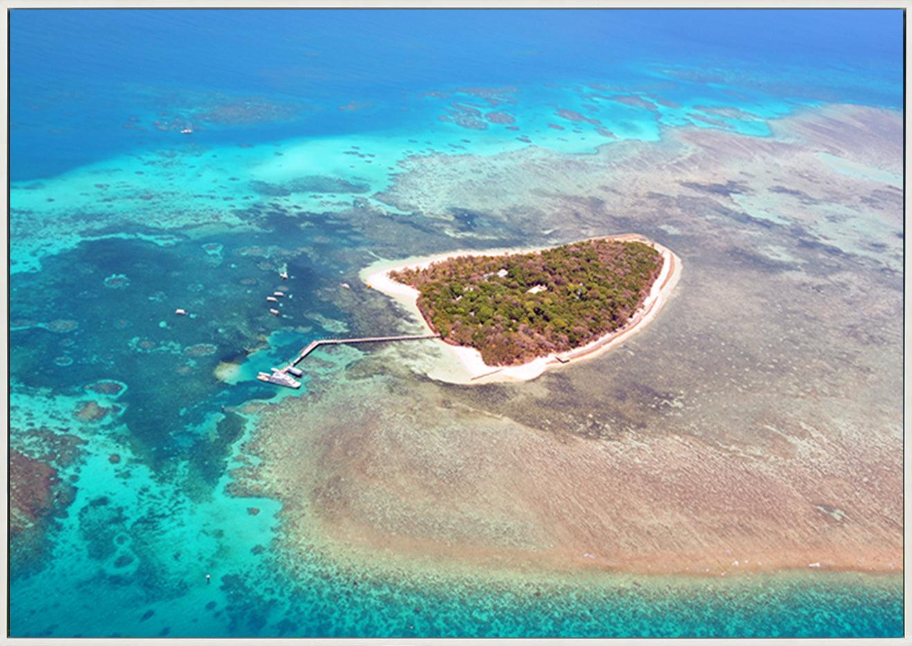 A8396305 Green Island Great Barrier Reef, Cairns Australia seen from above copy - ArtFramed
