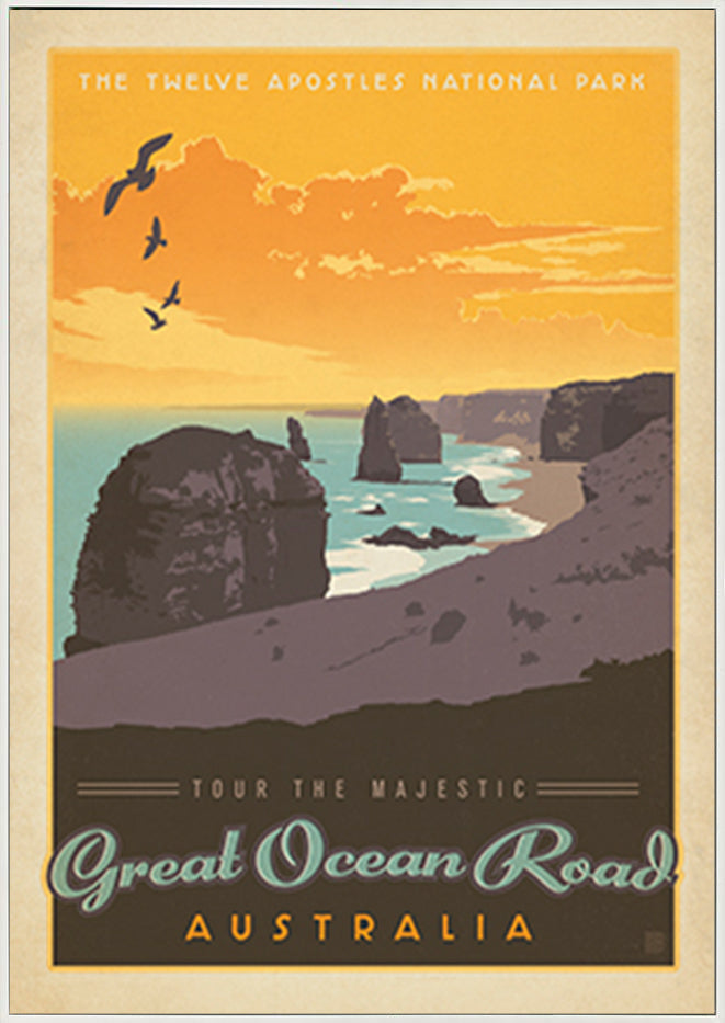 AL JOEAND 116752 VINTAGE ADVERTISING 12 APOSTLES GREAT OCEAN ROAD VICTORIA AUSTRALIA - ArtFramed