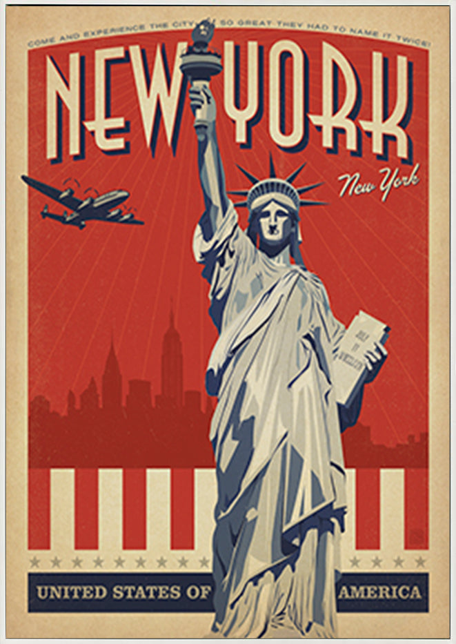 AL JOEAND 116772 VINTAGE ADVERTISING USA NEW YORK STATUE OF LIBERTY UNITED STATES OF AMERICA - ArtFramed