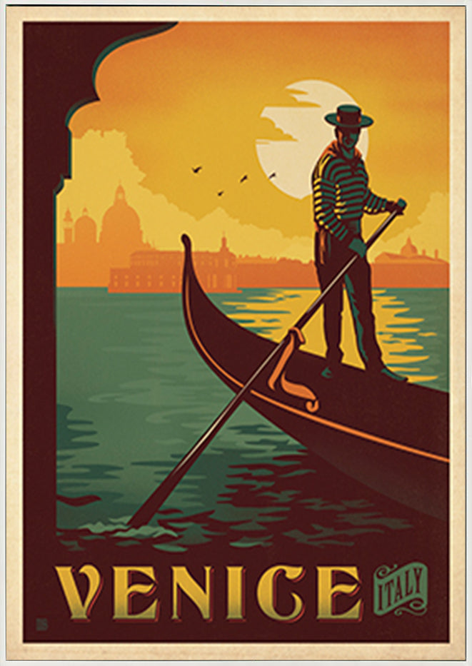 AL JOEAND 116789 VINTAGE ADVERTISING VENICE GRAND CANAL GONDOLA ITALY - ArtFramed