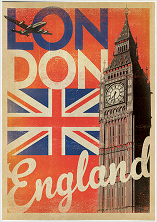 AL JOEAND 116790 VINTAGE ADVERTISING BIG BEN LONDON ENGLAND UNION JACK - ArtFramed