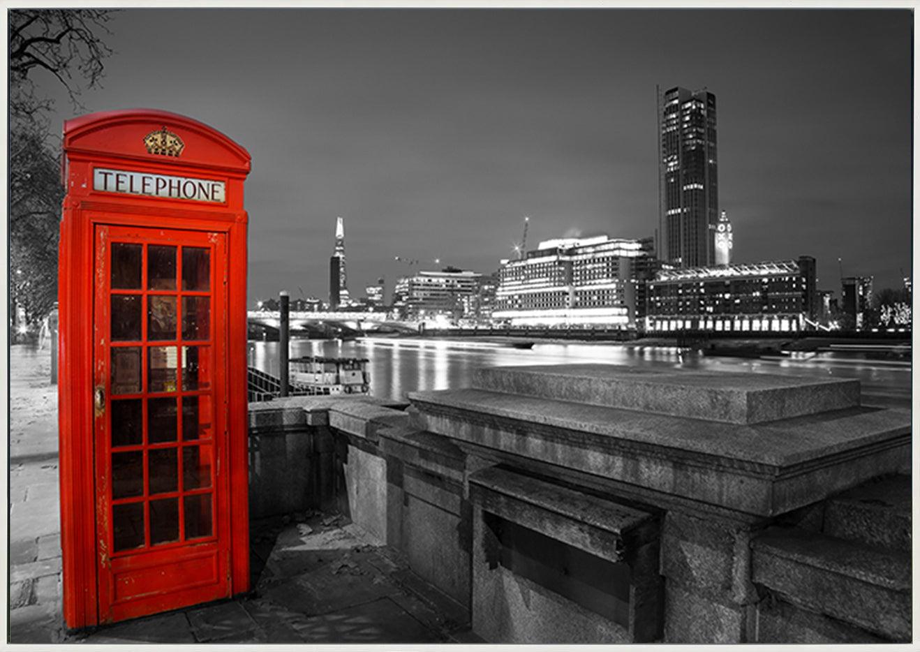 a09630037d ratio copy.66 Red Telephone Box by the Thames Night Scene - ArtFramed