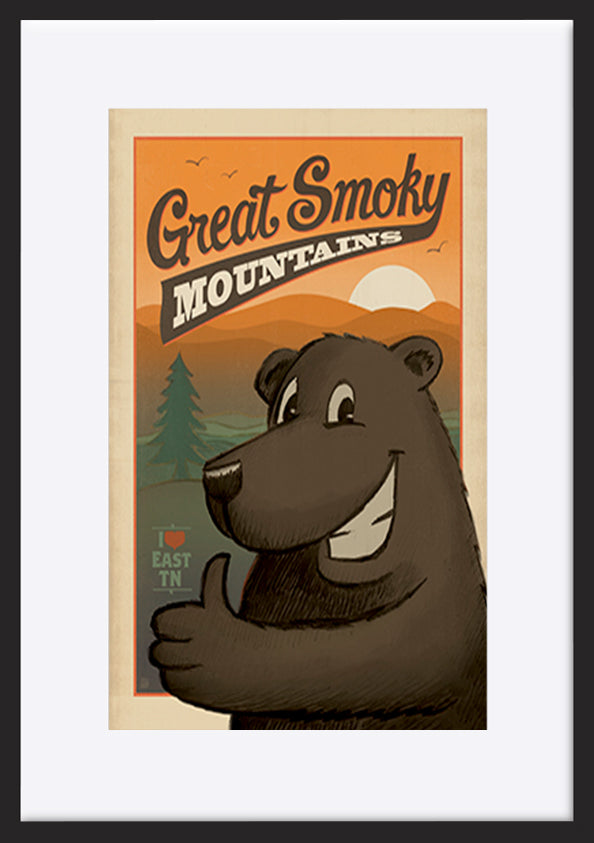 AL JOEAND 116282 VINTAGE ADVERTISING GREAT SMOKEY MOUNTIANS BEAR - ArtFramed