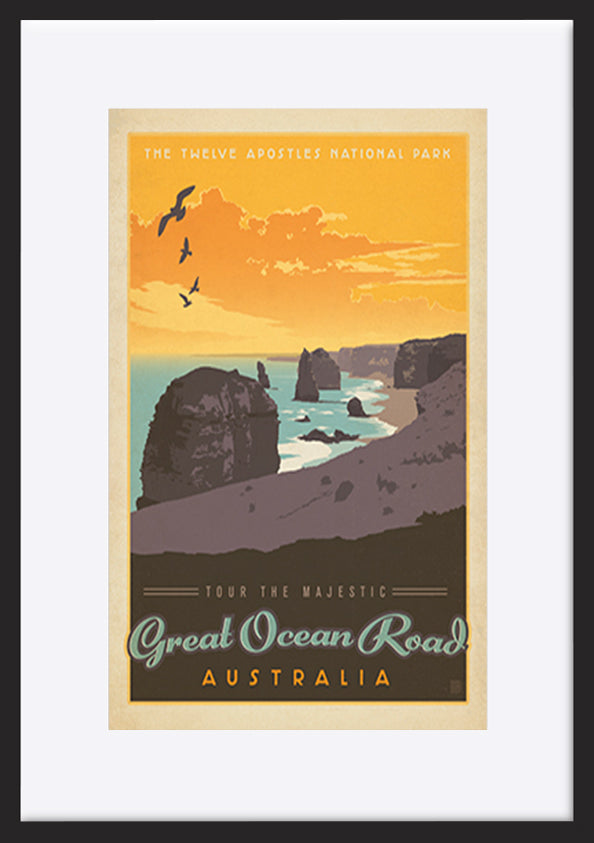 AL JOEAND 116752 VINTAGE ADVERTISING 12 APOSTLES GREAT OCEAN ROAD VICTORIA AUSTRALIA - ArtFramed