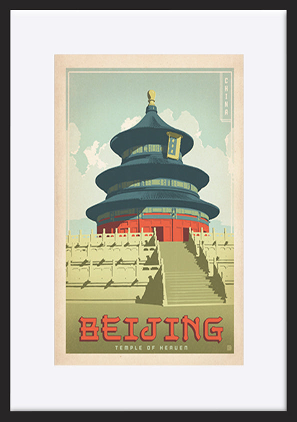 AL JOEAND 116758 VINTAGE ADVERTISING BEIJING CHINA TEMPLE - ArtFramed