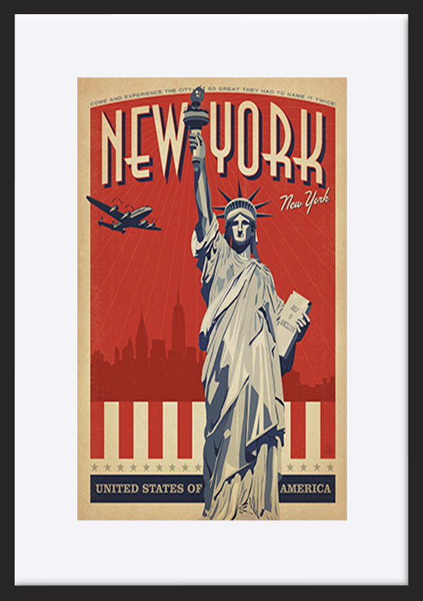 AL JOEAND 116772 VINTAGE ADVERTISING USA NEW YORK STATUE OF LIBERTY UNITED STATES OF AMERICA - ArtFramed