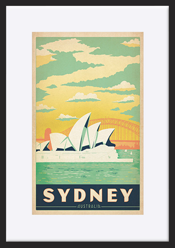 AL JOEAND 116785 VINTAGE ADVERTISING SYDNEY OPERA HOUSE AUSTRALIA - ArtFramed