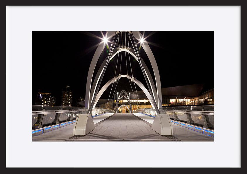 a34362754s Seafarers Footbridge in front of The Bridge south Wharf in Melbourne, Victoria, Australia copy - ArtFramed