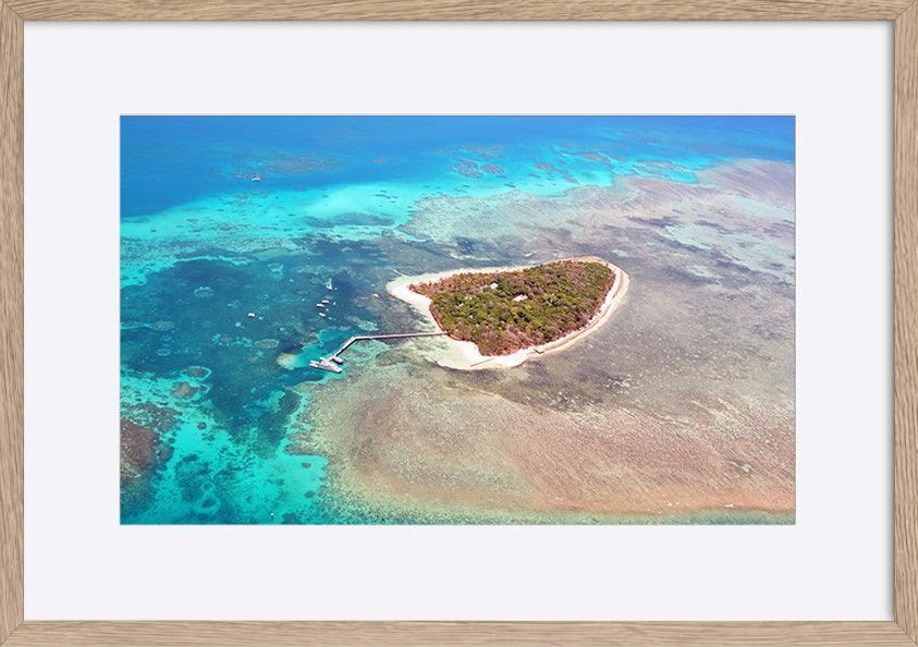 A8396305 Green Island Great Barrier Reef, Cairns Australia seen from above copy - ArtFramed