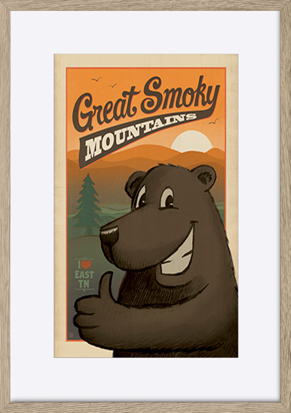 AL JOEAND 116282 VINTAGE ADVERTISING GREAT SMOKEY MOUNTIANS BEAR - ArtFramed