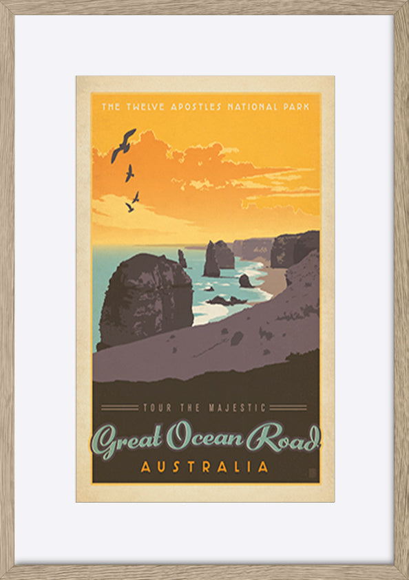 AL JOEAND 116752 VINTAGE ADVERTISING 12 APOSTLES GREAT OCEAN ROAD VICTORIA AUSTRALIA - ArtFramed