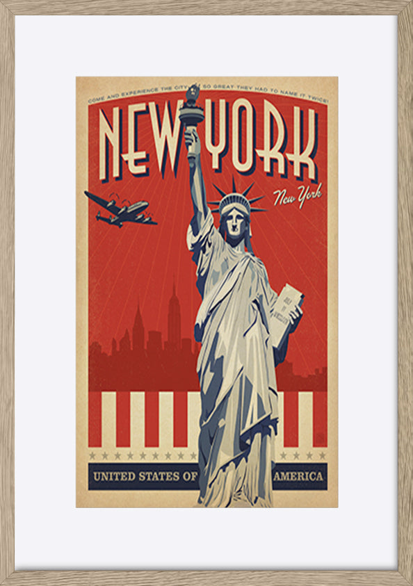 AL JOEAND 116772 VINTAGE ADVERTISING USA NEW YORK STATUE OF LIBERTY UNITED STATES OF AMERICA - ArtFramed