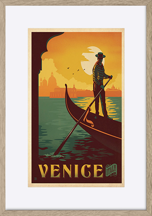 AL JOEAND 116789 VINTAGE ADVERTISING VENICE GRAND CANAL GONDOLA ITALY - ArtFramed