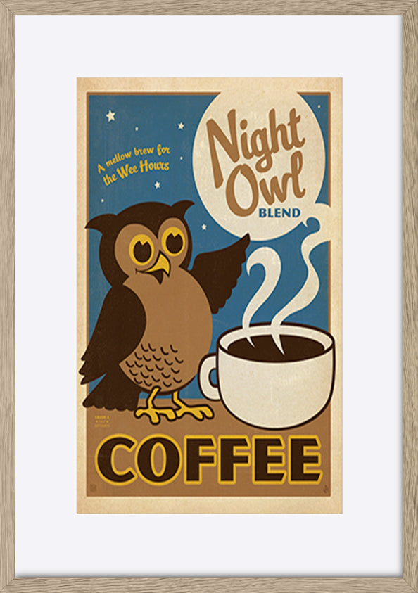 AL JOEAND 116837 VINTAGE ADVERTISING NIGHT OWL COFFEE - ArtFramed