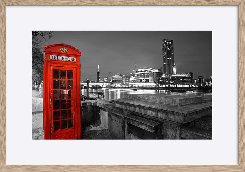 a09630037d ratio copy.66 Red Telephone Box by the Thames Night Scene - ArtFramed