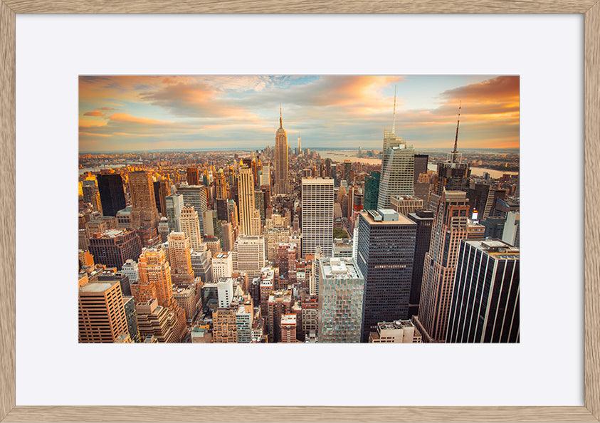 a99319276s Sunset aerial view of New York City looking over midtown Manhattan towards downtown copy - ArtFramed
