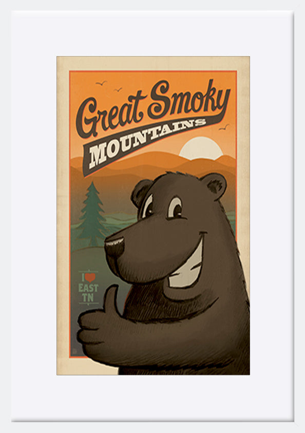 AL JOEAND 116282 VINTAGE ADVERTISING GREAT SMOKEY MOUNTIANS BEAR - ArtFramed