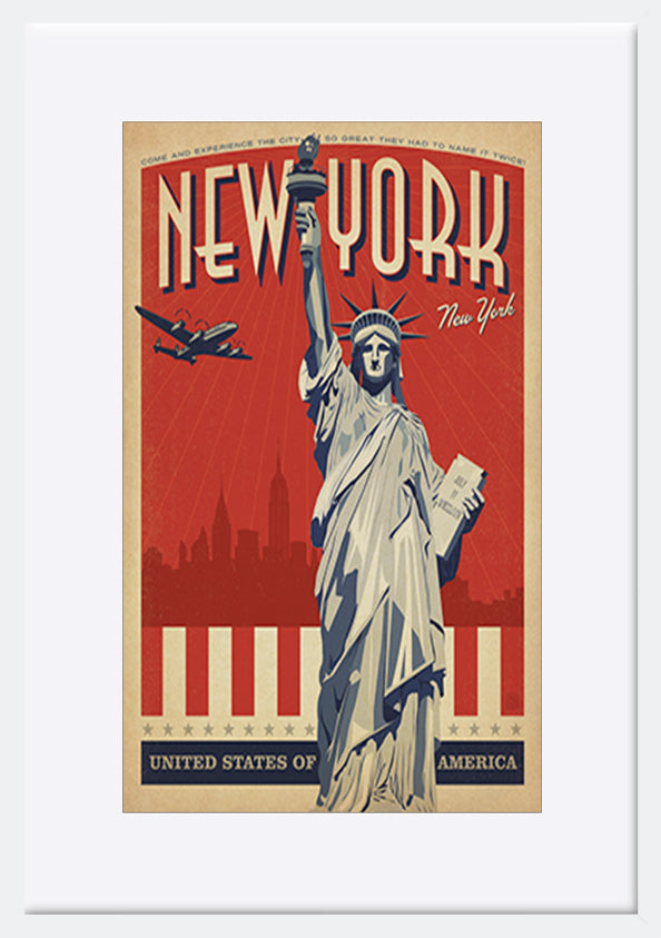 AL JOEAND 116772 VINTAGE ADVERTISING USA NEW YORK STATUE OF LIBERTY UNITED STATES OF AMERICA - ArtFramed