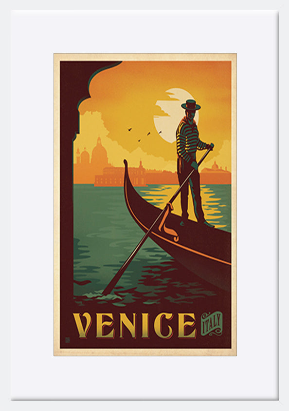 AL JOEAND 116789 VINTAGE ADVERTISING VENICE GRAND CANAL GONDOLA ITALY - ArtFramed