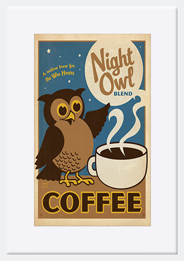 AL JOEAND 116837 VINTAGE ADVERTISING NIGHT OWL COFFEE - ArtFramed