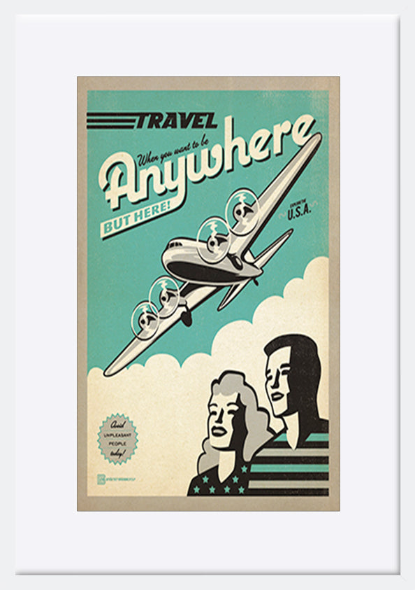 AL JOEAND 116842 VINTAGE ADVERTISING TRAVEL PLANE USA - ArtFramed
