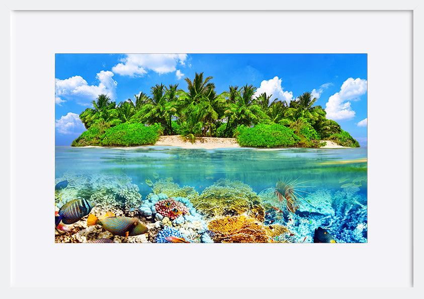 a18761902 Tropical Island And The Underwater World In The Maldives copy. Thoddoo Island - ArtFramed