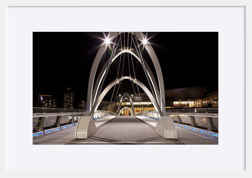 a34362754s Seafarers Footbridge in front of The Bridge south Wharf in Melbourne, Victoria, Australia copy - ArtFramed