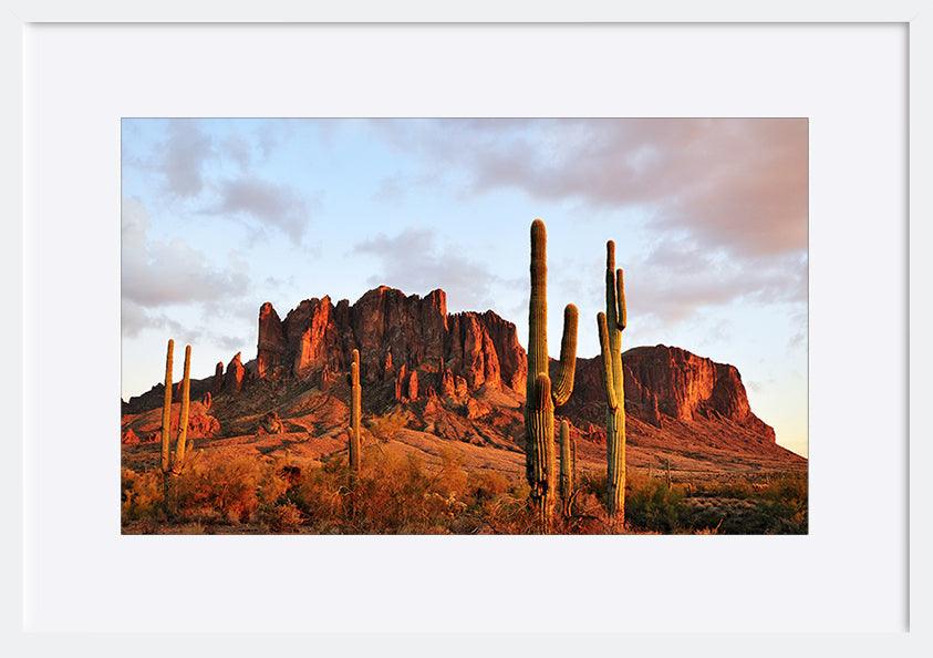 a44895753s Sunset on Superstition Mountain with cactus in desert copy - ArtFramed