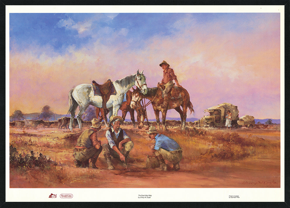 D'arcy Doyle DWD022 The Bush Mud Map A1 A2 Black frame